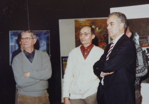 1987 8ème Salon de Noisy-le-Sec avec M. Gouhier, maire et M. Bablon, professeur de dessin, animateur du Prisme