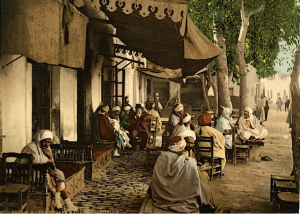 Tunisie, café maure début du 20ème siècle