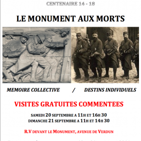 20 et 21 septembre 2014, Journées Européennes du Patrimoine, Centenaire de la guerre 14-18